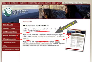 Member Center opening screen